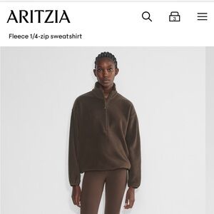 Aritzia Brown Fleece 1/4-Zip Sweatshirt